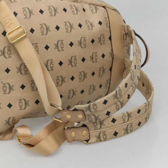 MCM Logogram Vicetos Backpack PVC Leather Beige Gold Auth 118249
