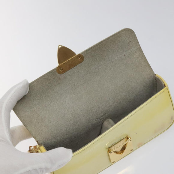 LOUIS VUITTON Vernis Pochette lagoon Glasses Case Perle M91801 LV Auth 118256