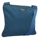 PRADA Shoulder Bag Nylon Blue Silver Auth 118258-1