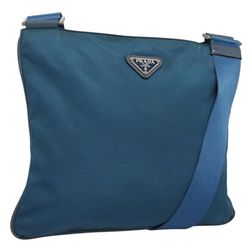 PRADA Shoulder Bag Nylon Blue Silver Auth 118258