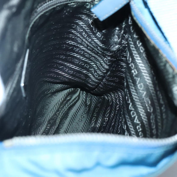 PRADA Shoulder Bag Nylon Blue Silver Auth 118258