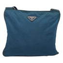 PRADA Shoulder Bag Nylon Blue Silver Auth 118258-13