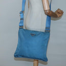 PRADA Shoulder Bag Nylon Blue Silver Auth 118258-23