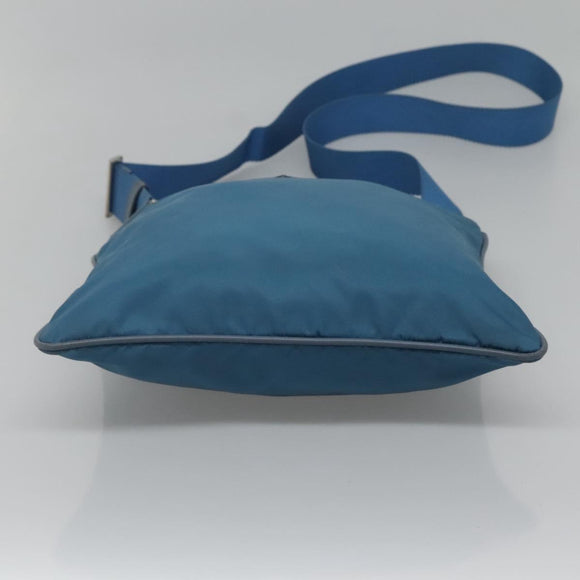 PRADA Shoulder Bag Nylon Blue Silver Auth 118258
