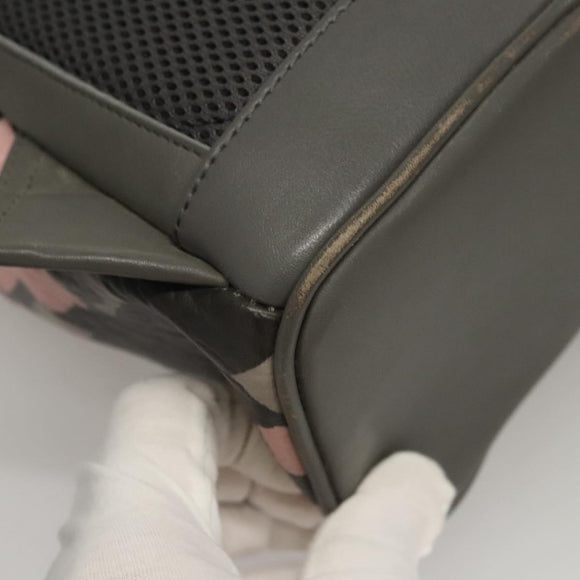 MCM Vicetos Logogram Backpack PVC Leather Pink Silver Auth 118259