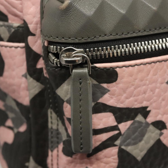 MCM Vicetos Logogram Backpack PVC Leather Pink Silver Auth 118259