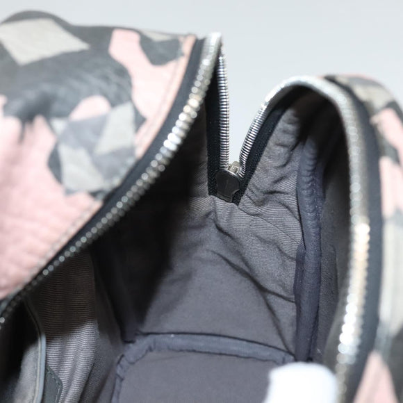 MCM Vicetos Logogram Backpack PVC Leather Pink Silver Auth 118259