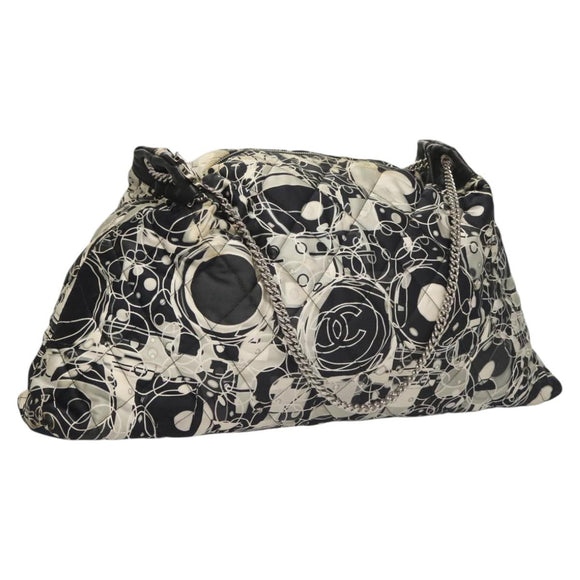 CHANEL Matelasse Chain Shoulder Bag Silk Black CC Auth 118262