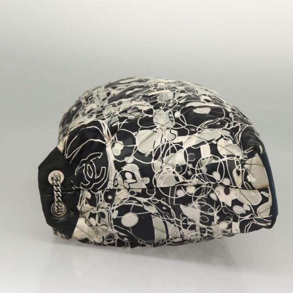 CHANEL Matelasse Chain Shoulder Bag Silk Black CC Auth 118262