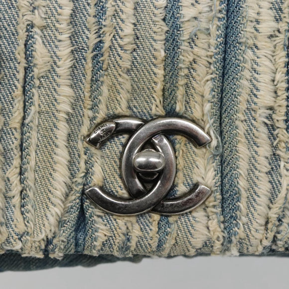 CHANEL Matelasse Chain Shoulder Bag Denim Blue CC Auth 118265