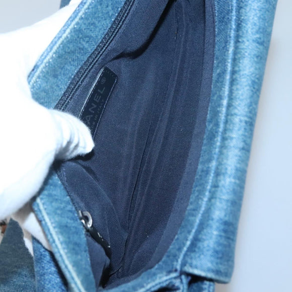 CHANEL Matelasse Chain Shoulder Bag Denim Blue CC Auth 118265