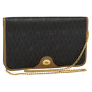Christian Dior Honeycomb Canvas Chain Bag PVC Leather Black Gold Auth 118277-1
