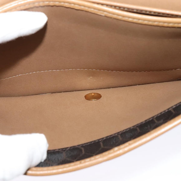 Christian Dior Honeycomb Canvas Chain Bag PVC Leather Black Gold Auth 118277