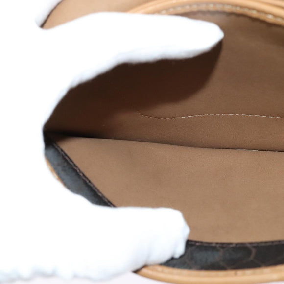 Christian Dior Honeycomb Canvas Chain Bag PVC Leather Black Gold Auth 118277