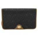 Christian Dior Honeycomb Canvas Chain Bag PVC Leather Black Gold Auth 118277-13