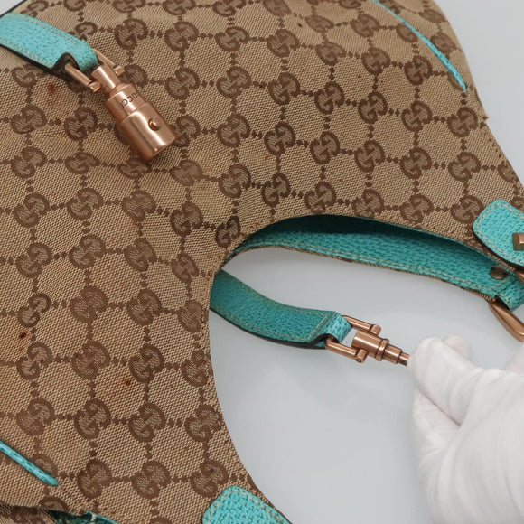 GUCCI GG Canvas Jackie Shoulder Bag Beige 124407 Auth 118283