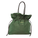 PRADA Shoulder Bag Nylon Green Gold Auth 118291-1