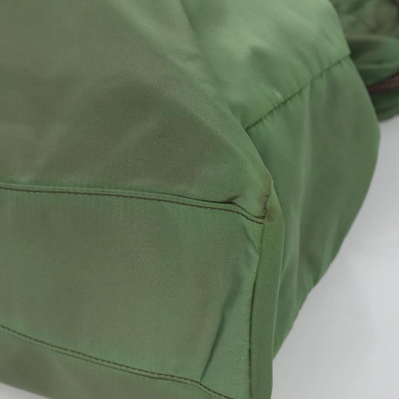 PRADA Shoulder Bag Nylon Green Gold Auth 118291