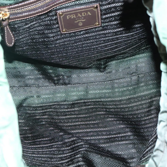 PRADA Shoulder Bag Nylon Green Gold Auth 118291