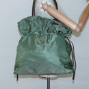 PRADA Shoulder Bag Nylon Green Gold Auth 118291-21