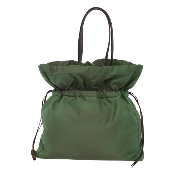 PRADA Shoulder Bag Nylon Green Gold Auth 118291