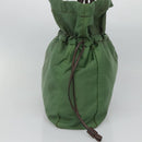 PRADA Shoulder Bag Nylon Green Gold Auth 118291-3