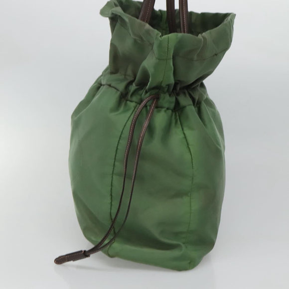 PRADA Shoulder Bag Nylon Green Gold Auth 118291