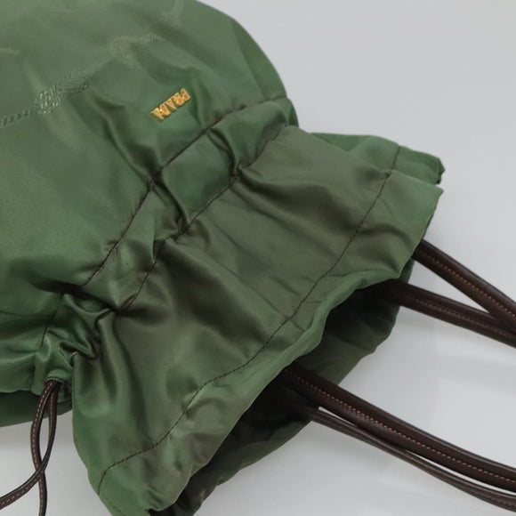 PRADA Shoulder Bag Nylon Green Gold Auth 118291