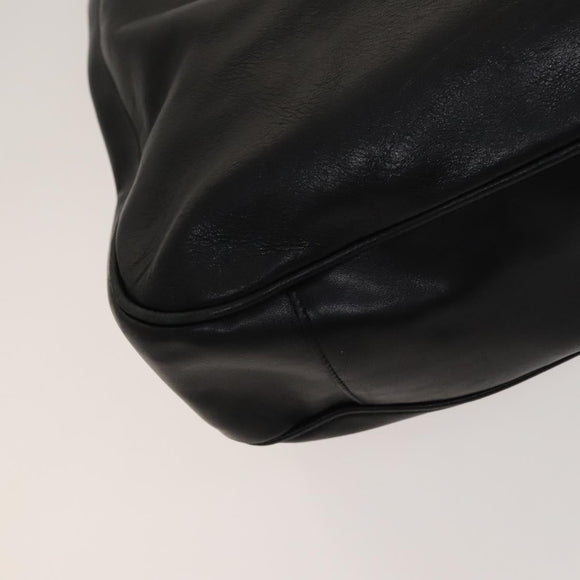 GUCCI Bamboo Hand Bag Leather Black Gold 001 2058 1577 0 Auth 118294