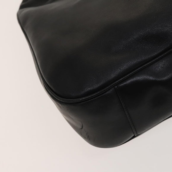 GUCCI Bamboo Hand Bag Leather Black Gold 001 2058 1577 0 Auth 118294