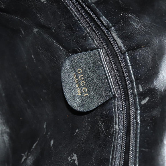 GUCCI Bamboo Hand Bag Leather Black Gold 001 2058 1577 0 Auth 118294