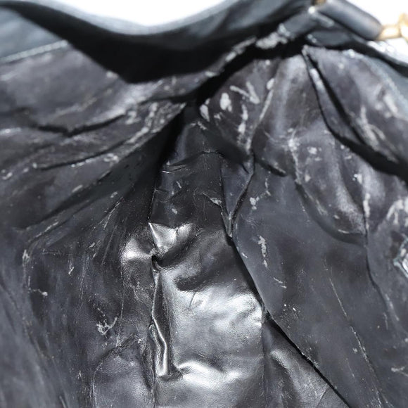 GUCCI Bamboo Hand Bag Leather Black Gold 001 2058 1577 0 Auth 118294