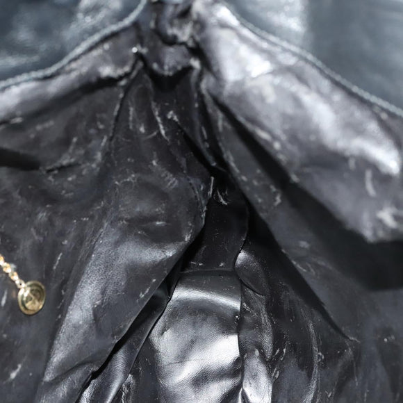 GUCCI Bamboo Hand Bag Leather Black Gold 001 2058 1577 0 Auth 118294