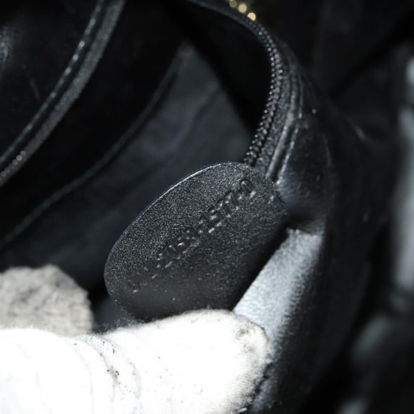 GUCCI Bamboo Hand Bag Leather Black Gold 001 2058 1577 0 Auth 118294