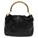 GUCCI Bamboo Hand Bag Leather Black Gold 001 2058 1577 0 Auth 118294-13