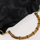 GUCCI Bamboo Hand Bag Leather Black Gold 001 2058 1577 0 Auth 118294-6