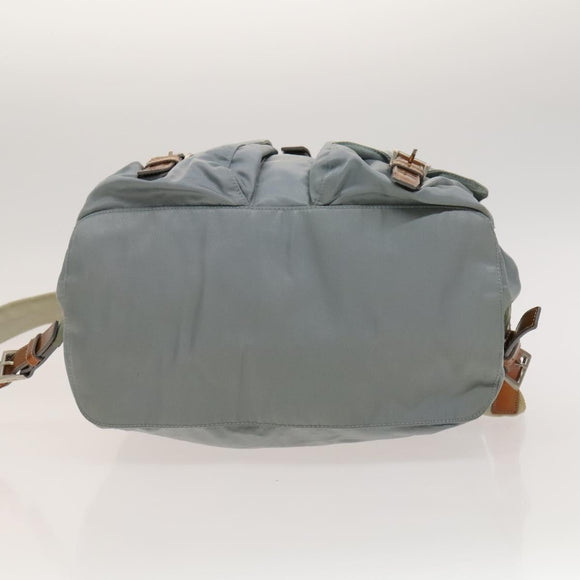 PRADA Backpack Nylon Light Blue Silver Auth 118295