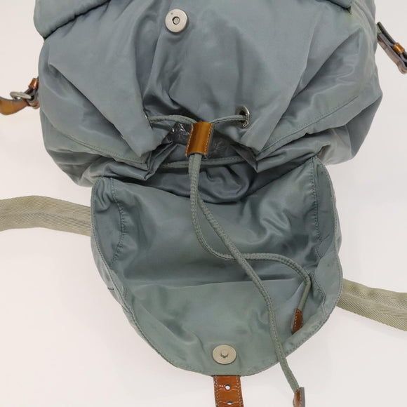 PRADA Backpack Nylon Light Blue Silver Auth 118295