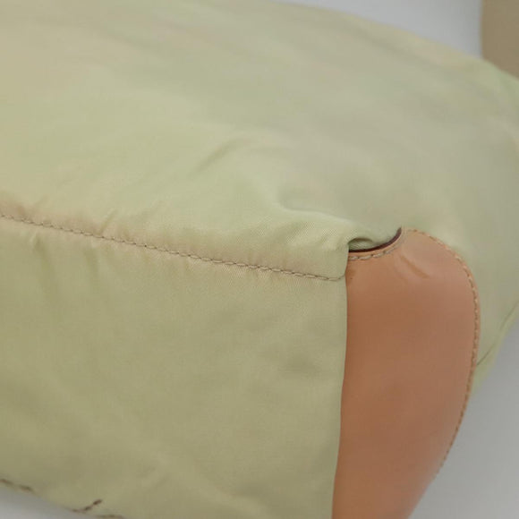 PRADA Shoulder Bag Nylon Beige Silver Auth 118296