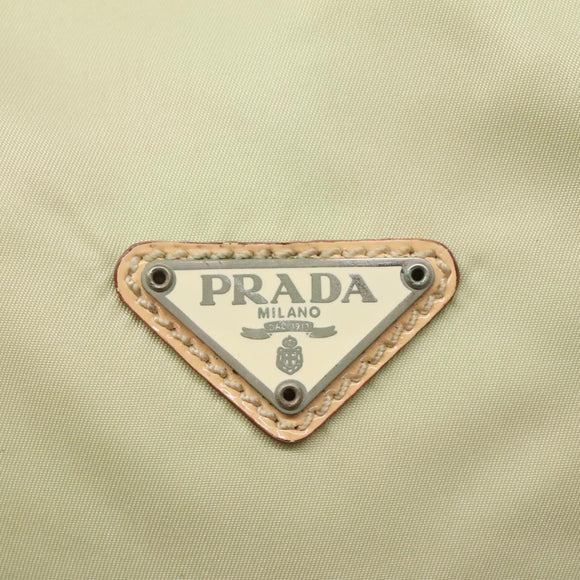 PRADA Shoulder Bag Nylon Beige Silver Auth 118296