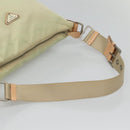 PRADA Shoulder Bag Nylon Beige Silver Auth 118296-7