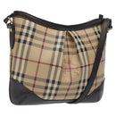 BURBERRY Nova Check Shoulder Bag PVC Beige Gold Auth 118306-1