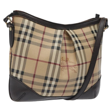 BURBERRY Nova Check Shoulder Bag PVC Beige Gold Auth 118306