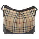 BURBERRY Nova Check Shoulder Bag PVC Beige Gold Auth 118306-2