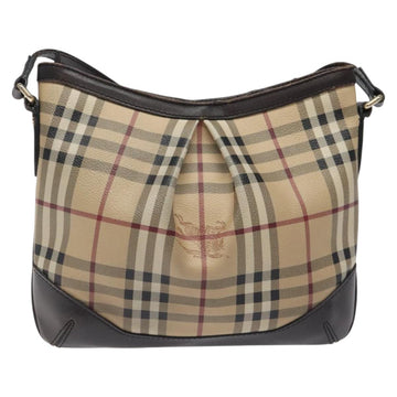 BURBERRY Nova Check Shoulder Bag PVC Beige Gold Auth 118306 - 0