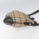 BURBERRY Nova Check Shoulder Bag PVC Beige Gold Auth 118306-3