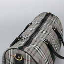 Burberrys Nova Check Boston Bag PVC Gray Gold Auth 118312-14