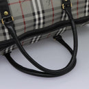 Burberrys Nova Check Boston Bag PVC Gray Gold Auth 118312-10
