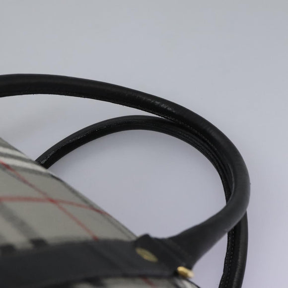 Burberrys Nova Check Boston Bag PVC Gray Gold Auth 118312