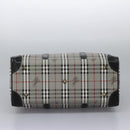 Burberrys Nova Check Boston Bag PVC Gray Gold Auth 118312-9